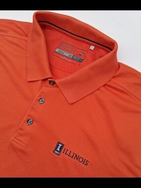 Cutter & Buck Golf Polo Shirt University Of IL Fighting Illini  CB DryTec Luxe